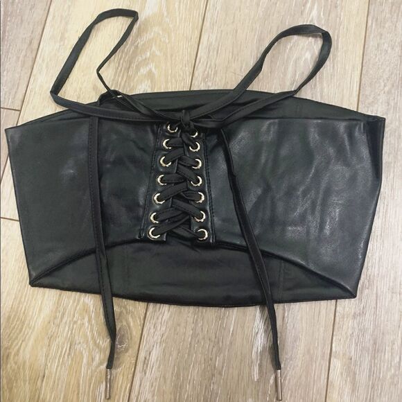 Faux Leather Lace Up Bra Top - Picture 5 of 6